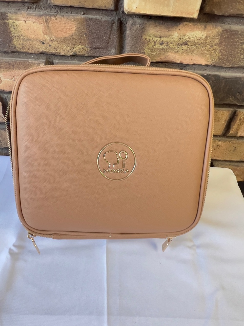 Monza Peach Cosmetic Travel Case with Gold Logo